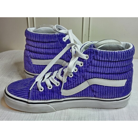 Vans limited edition old skool sk8 hi corduroy Purple wm 8 men 6 EUC skate shoes - Picture 4 of 10